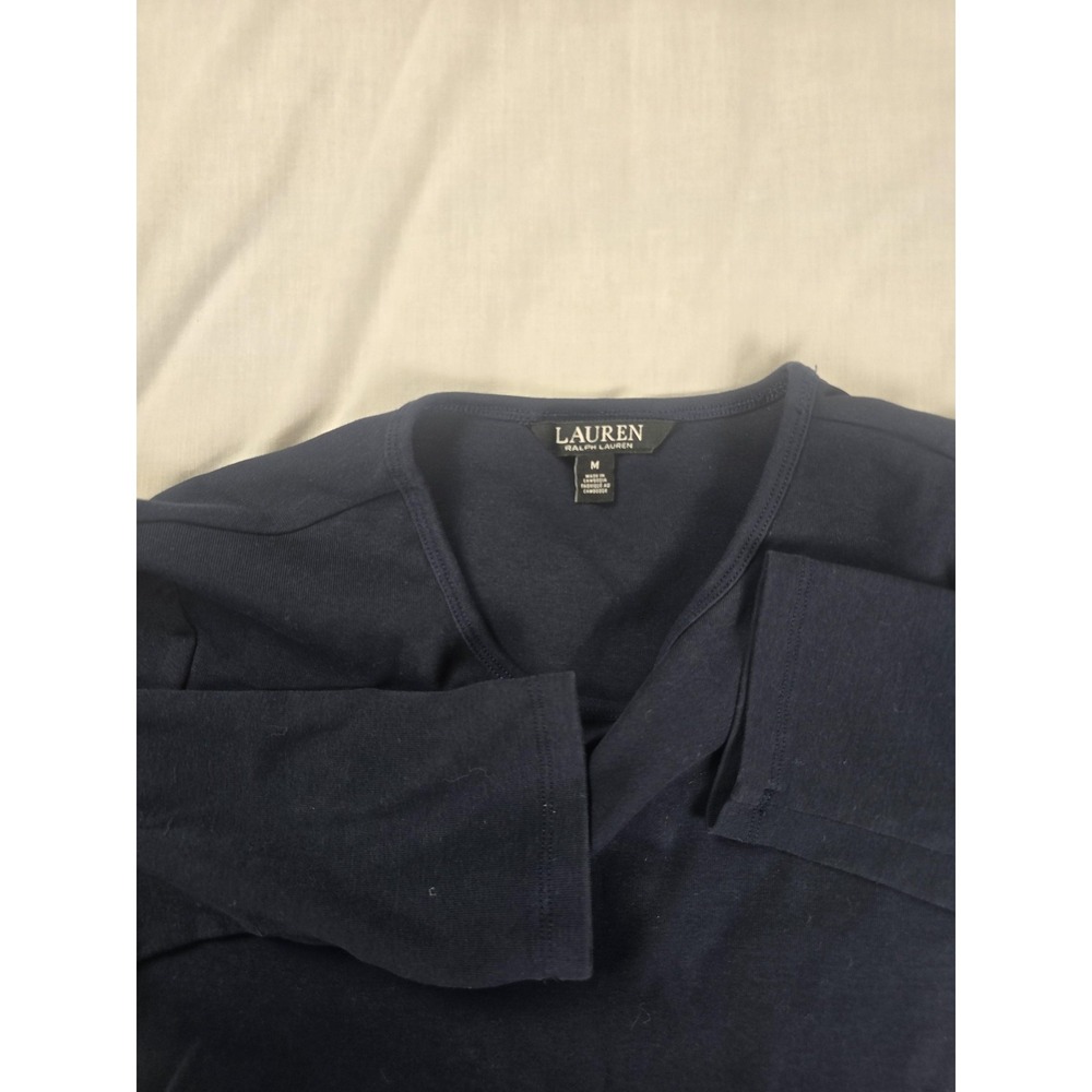Lauren Ralph Lauren Shirt Womens Medium Blue Long Sleeve Crewneck RL Logo